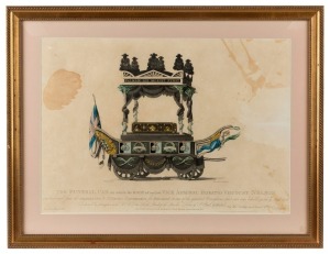 "The Funeral Car on which the body of our late VICE ADMIRAL HORATIO VISCOUNT NELSON..." antique hand-coloured engraving, early 19th century, ​​​​​​​36 x 52cm, 50 x 65cm overall