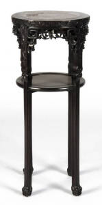 A Japanese tall marble top pedestal, 80cm high, 34.5cm diameter