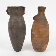 Two Jomon Japanese pottery face vases, 34cm high - 2