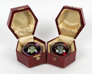 PERTHSHIRE two Scottish millefiori paperweights with original boxes and labels, the larger 4cm high, 6.5cm wide