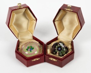 PERTHSHIRE two Scottish paperweights with original boxes and labels, the larger 4cm high, 5.5cm wide
