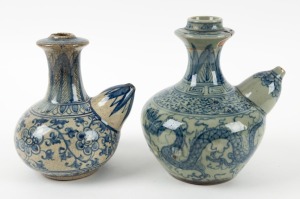 Two antique Chinese blue and white porcelain kendi pots, 19th century, ​​​​​​​the larger 20cm high