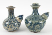 Two antique Chinese blue and white porcelain kendi&nbsp;pots, 19th century, ​​​​​​​the larger 20cm high