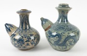 Two antique Chinese blue and white porcelain kendi&nbsp;pots, 19th century, ​​​​​​​the larger 20cm high - 2