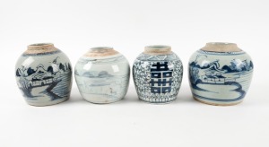 Four antique Chinese export ginger jars, Ming dynasty, the largest 17cm high