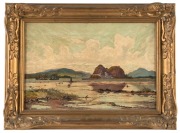 F. COTTERELL, (River scene), oil on canvas, signed and dated F. Cotterell 1886 lower right, 35 x 53cm; framed 49 x 67cm overall. - 2