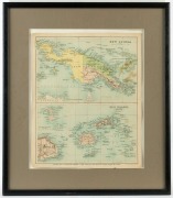 John BARTHOLOMEW & Co., "New Zealand - North Island", "Map of the World" and "New Guinea / Fiji Islands", three maps from the 1896 edition fo Gordon & Gotch's "Australian Handbook", each 30 x 24cm and framed individually, overall 42.5 x 37cm. (3 items). - 4