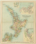 John BARTHOLOMEW & Co., "New Zealand - North Island", "Map of the World" and "New Guinea / Fiji Islands", three maps from the 1896 edition fo Gordon & Gotch's "Australian Handbook", each 30 x 24cm and framed individually, overall 42.5 x 37cm. (3 items). - 5