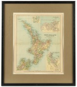 John BARTHOLOMEW & Co., "New Zealand - North Island", "Map of the World" and "New Guinea / Fiji Islands", three maps from the 1896 edition fo Gordon & Gotch's "Australian Handbook", each 30 x 24cm and framed individually, overall 42.5 x 37cm. (3 items). - 6