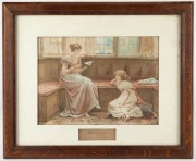 Two antique coloured lithograph prints, I.) An Interesting Story, II.) In Fairyland, both housed in period oak frames, ​​​​​​​43 x 52cm each overall - 2