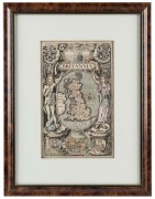 WILLIAM HOLE (d.1624), Britannia, copper plate engraving with light hand-colouring, being the title page of Camden's Britannia, [London, 1607], 27 x 16.5cm; framed 44 x 34cm overall.