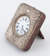 An antique Swiss over-sized pocket watch, housed in an antique sterling silver travel case, late 19th century, ​​​​​​​12cm high overall - 2