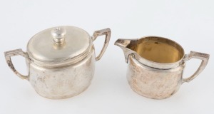 Austro-Hungarian antique silver milk jug and lidded sugar basin, early 20th century, the basin 11cm high, 470 grams total