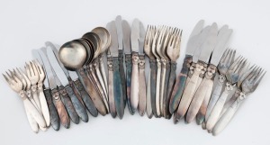 GEORG JENSEN "Cactus" pattern Danish sterling silver cutlery set for six places, designed by GUNDORPH ALBERTUS in 1930, (42 pieces), oval factory marks, 1,100 grams ​​​​​​​silver weight not including knives