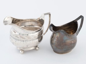 Two Georgian sterling silver jugs, early 19th century, ​​​​​​​the larger 10cm high, 224 grams total