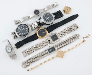 Nine assorted wristwatches including LOREO gent's automatic, GUESS, CHANEL, etc
