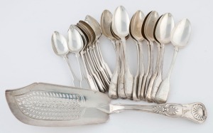 Assorted antique sterling silver cutlery and a sterling silver fish slice, (25 items), ​​​​​​​964 grams total