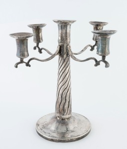 A Modernist silver candelabra, circa 1970s, 27cm high, 942 grams