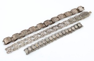 Three Chinese silver belts, 19th century, 330 grams total
