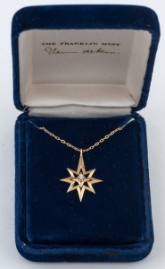 THE WISHING STAR PENDANT by Herman de Roos, 14ct gold star pendant adorned with a ten point brilliant cut white diamond on 14ct gold chain, in original box, 5.1 grams total