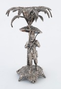 An antique silver plated centrepiece base adorned with military figure, 19th century, 21m high