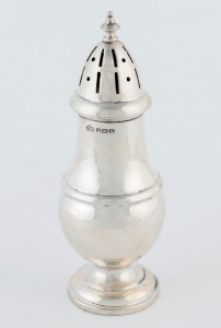 A vintage sterling silver sugar caster, 20th century, 16cm high, 108 grams