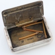 An antique sterling silver match vesta with a clever push sliding hinged lid mechanism, 19th century, 6cm wide, 65 grams - 2