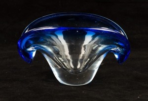 SEGUSO "Turbo" Murano blue glass bowl, ​​​​​​​9.5cm high, 17cm wide