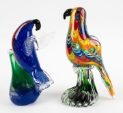 Murano rainbow glass bird statue and a Murano glass seal statue, (2 items), 24cm and 22cm high