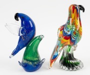 Murano rainbow glass bird statue and a Murano glass seal statue, (2 items), 24cm and 22cm high - 2