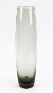 HOLMEGAARD tall Danish art glass vase, engraved "Holmegaard", 39cm high