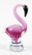 RIKARO Bohemian glass flamingo, with original foil label "RIKARO Hand Made Art Glass", 21.5cm high