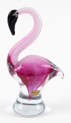 RIKARO Bohemian glass flamingo, with original foil label "RIKARO Hand Made Art Glass", 21.5cm high - 2