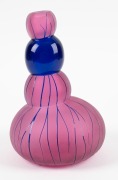 BULLES DE VERRE pink and blue art glass vase, engraved signature to base, 22cm high - 2