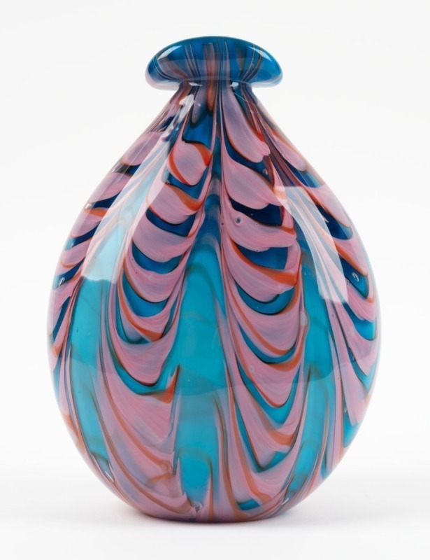 A pink and blue art glass vase, ​​​​​​​25.5cm high