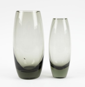 HOLMEGAARD two Danish art glass vases, both engraved "Holmegaard", ​​​​​​​25cm and 22cm high.