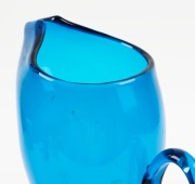 WHITEFRIARS English blue glass jug, designed by Baxter, 30cm high. - 2