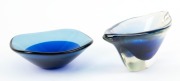 A Murano blue sommerso glass bowl, together with a Scandinavian blue glass bowl, (2 items), the larger 22.5cm wide. - 2