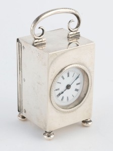 A sterling silver cased miniature carriage clock with platform escapement, 9.5cm high