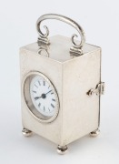 A sterling silver cased miniature carriage clock with platform escapement, ​​​​​​​9.5cm high - 2