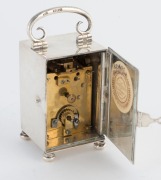 A sterling silver cased miniature carriage clock with platform escapement, ​​​​​​​9.5cm high - 3