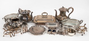 Assorted silver plated table ware, tea ware etc, 19th and 20th century (qty)