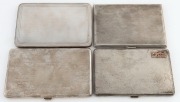Four large size Art Deco sterling silver cigarette cases, one with rose gold monogram, circa 1930, the largest 13.5cm wide, 815 grams total