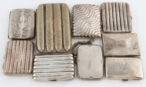 An antique sterling silver cigar case, together with eight assorted sterling silver cigarette cases, early 20th century, (9 items), the cigar case 13cm wide, 642 grams total