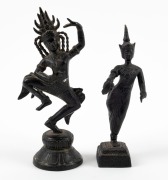 Two Burmese cast bronze statuettes with later black painted finish, 19th/20th century, ​​​​​​​14cm and 13cm high