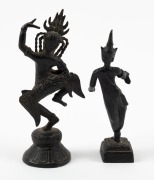 Two Burmese cast bronze statuettes with later black painted finish, 19th/20th century, ​​​​​​​14cm and 13cm high - 2