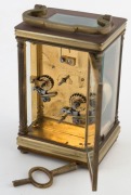 An antique French carriage clock with bell alarm, original platform escapement and Arabic numerals, 19th/20th century, ​​​​​​​14cm high overall - 2