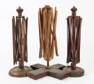 Three assorted antique timber yarn winders, 19th century, ​​​​​​​the largest 55cm high