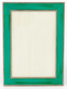 Italian sterling silver and emerald green enamel picture frame, 20th century, ​​​​​​​stamped "925, Italy", 19 x 14cm overall