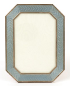 Italian sterling silver and gray enamel picture frame, 20th century, stamped "925, Italy", 17 x 13cm overall